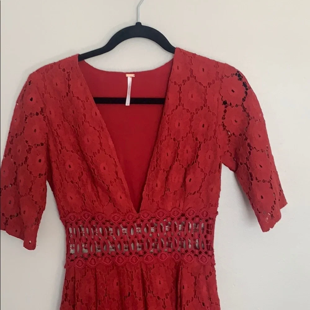 Free People deep red dress